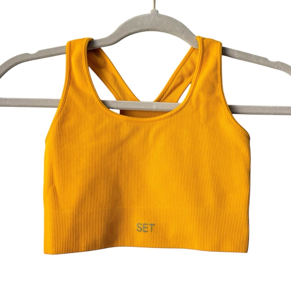 SET ACTIVE x Madelyn Cline‎ Ribbed Seamless Sports Bra Top Yellow Size Small